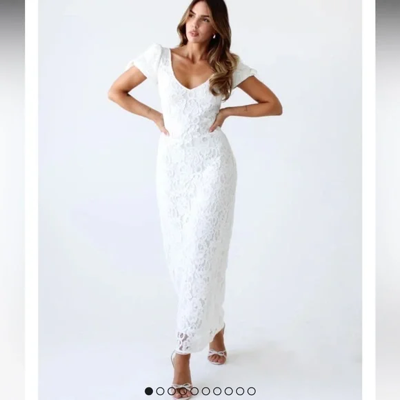 Dakota Maxi Dress | White Lace S / White Lace